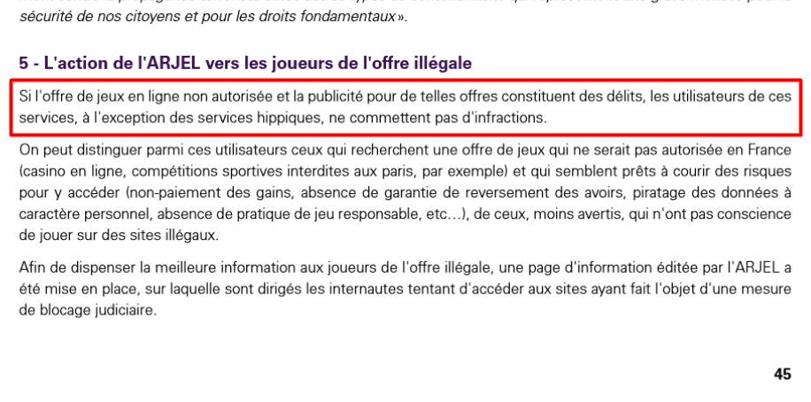 Extrait du rapport ARJEL